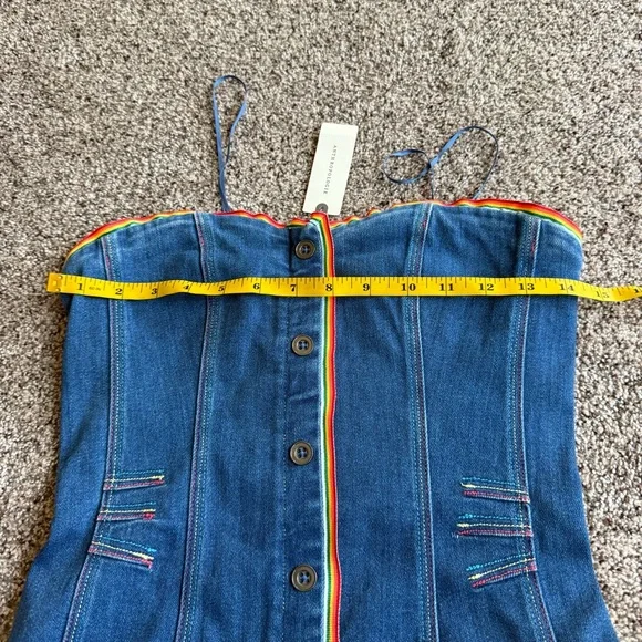 NEW Pilcro Button Front denim strapless dress Rainbow XS $158 RV Anthropologie - Picture 13 of 16